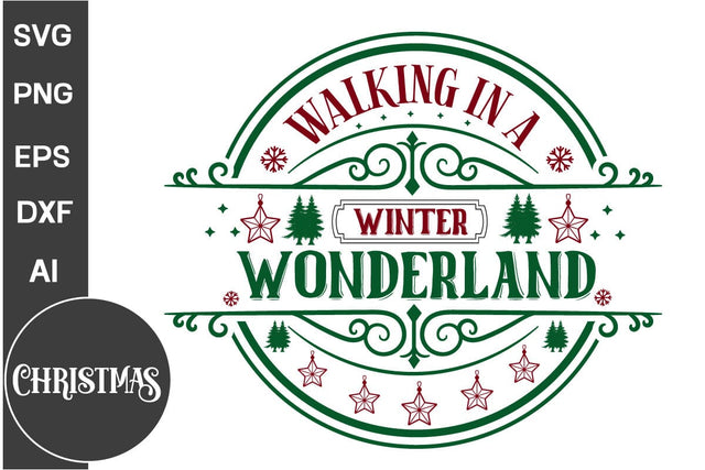 Walking In A Winter Wonderland Round Sign SVG Design, Farmhouse Christmas Round Sign SVG Design, Christmas SVG Design, SVG Cut File, SVGs, Food & Drink, Print & Cut, Quotes and Sayings SVG DesignPlante 503 