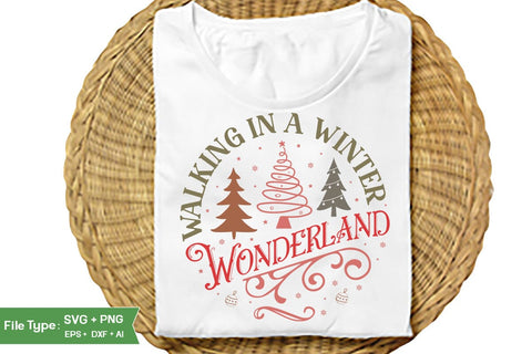 Walking In A Winter Wonderland Round Sign SVG Design, Farmhouse Christmas Round Sign SVG Design, Christmas SVG Design, SVGs, Food & Drink, Print & Cut, Quotes and Sayings SVG DesignPlante 503 