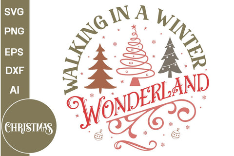 Walking In A Winter Wonderland Round Sign SVG Design, Farmhouse Christmas Round Sign SVG Design, Christmas SVG Design, SVGs, Food & Drink, Print & Cut, Quotes and Sayings SVG DesignPlante 503 