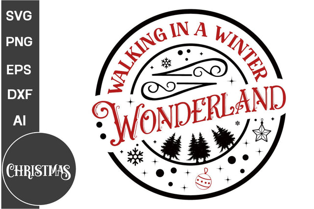 Walking In A Winter Wonderland Round Sign SVG Design, Farmhouse Christmas Round Sign SVG Design, Christmas SVG Design, SVGs, Food & Drink, Print & Cut, Quotes and Sayings SVG DesignPlante 503 