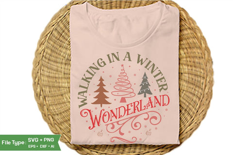 Walking In A Winter Wonderland Round Sign SVG Design, Farmhouse Christmas Round Sign SVG Design, Christmas SVG Design, SVGs, Food & Drink, Print & Cut, Quotes and Sayings SVG DesignPlante 503 