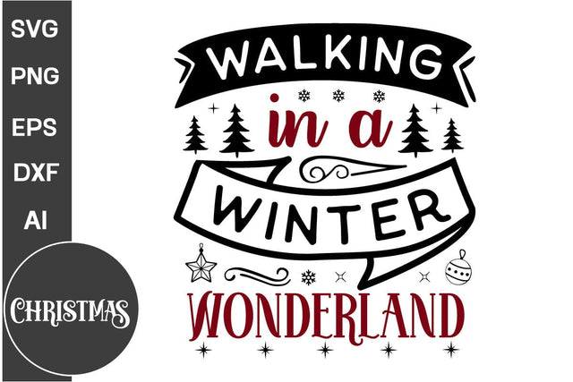 Walking In A Winter Wonderland Round Sign SVG Design,Farmhouse Christmas Round Sign SVG Design, Christmas SVG Design, SVGs, Food & Drink, Print & Cut, Quotes and Sayings SVG DesignPlante 503 