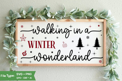 Walking In A Winter Wonderland Sign SVG Design, Christian Round Ornaments, Nativity Christmas SVG Design, Christmas SVG Design, Christmas SVG Design SVG DesignPlante 503 