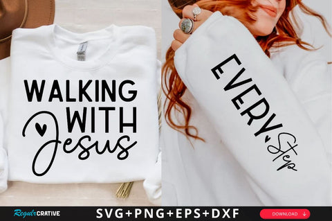 Walking with Jesus Sleeve SVG Design, Christian Sleeve SVG, Faith SVG Design, Jesus Sleeve SVG SVG Regulrcrative 