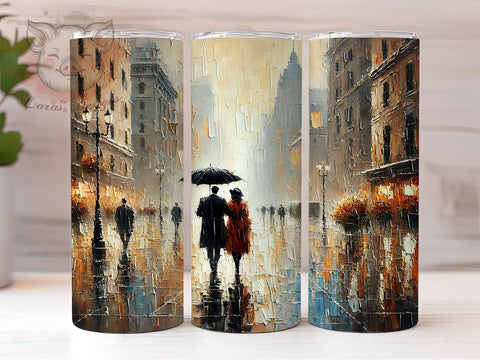 Walking With Umbrellas Tumbler, Sublimation Tumbler, 20oz Tumbler Wrap, Walking With Umbrellas, Cute Tumbler Design, Personalized Tumbler, Travel Mug Sublimation Sublimation Lara' s Designs 