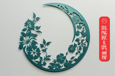 Wall Art Floral Moon Laser Cut SVG SVG MD JOYNAL ABDIN 