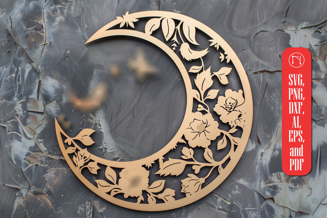 Wall Art Floral Moon Laser Cut SVG SVG MD JOYNAL ABDIN 
