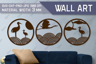 Wall Art Laser Cut. Home Decor Set Of 3. Birds SVG SVG Evgenyia Guschina 