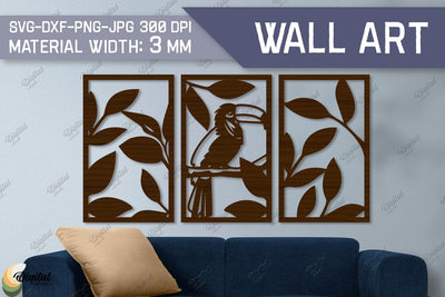 Wall Art Laser Cut. Home Decor Set Of 3. Toucan SVG SVG Evgenyia Guschina 