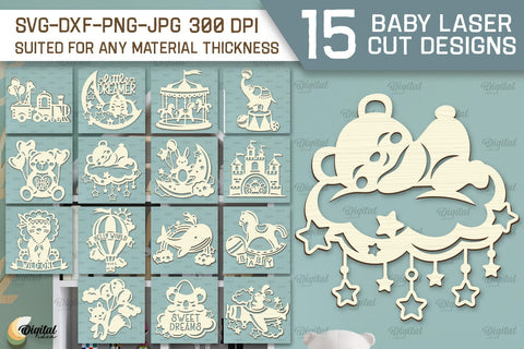 Wall Baby Room Decor Laser Cut Bundle. Baby Room Art SVG SVG Evgenyia Guschina 