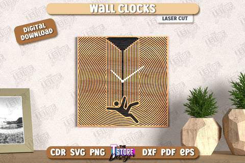 Wall Clock Laser Cut Bundle | Decorative Clock | Modern Interior | Home Décor | CNC Files SVG The T Store Design 