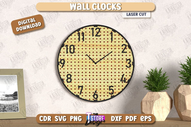 Wall Clock Laser Cut | Decorative Clock | Modern Interior | Home Décor | CNC File SVG The T Store Design 
