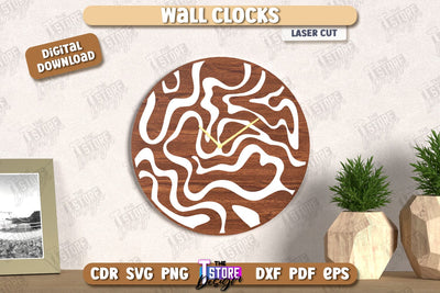 Wall Clock Laser Cut | Decorative Clock | Modern Interior | Home Décor | CNC File SVG The T Store Design 