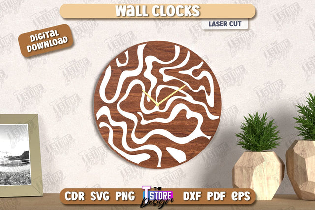 Wall Clock Laser Cut | Decorative Clock | Modern Interior | Home Décor | CNC File SVG The T Store Design 