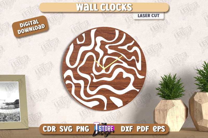 Wall Clock Laser Cut | Decorative Clock | Modern Interior | Home Décor | CNC File SVG The T Store Design 