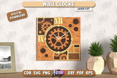 Wall Clock Laser Cut | Decorative Clock | Modern Interior | Home Décor | CNC File SVG The T Store Design 