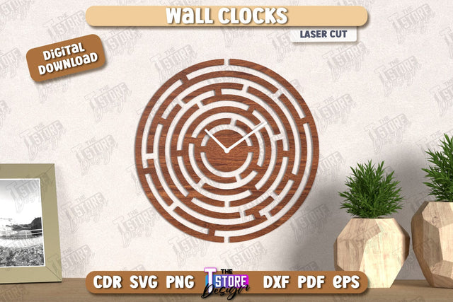 Wall Clock Laser Cut | Decorative Clock | Modern Interior | Home Décor | CNC File SVG The T Store Design 