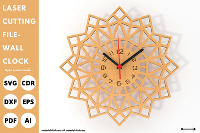wall clock Turkish | paper cut | svg laser cut Glowforge SVG tofigh4lang 