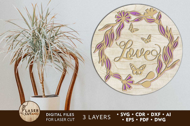 Wall Decorative Panel, Multilayer Template, Laser Cut Files, Wood Cut and Paper Cut SVG LaserCutano 