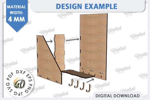 Wall Mailbox With Hangers Laser Cut. Wooden Key Holder SVG SVG Evgenyia Guschina 