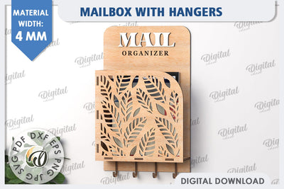 Wall Mailbox With Hangers Laser Cut. Wooden Key Holder SVG SVG Evgenyia Guschina 
