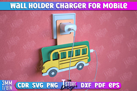 Wall Mobile Charger Holder Bundle | Wall Organizer | Wall Mount Phone Holder | CNC File SVG The T Store Design 