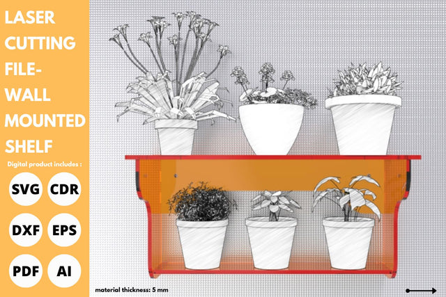 Wall Mounted Shelf | laser cut file | svg paper cut | cricut | glowforge file SVG tofigh4lang 