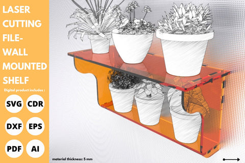 Wall Mounted Shelf | laser cut file | svg paper cut | cricut | glowforge file SVG tofigh4lang 