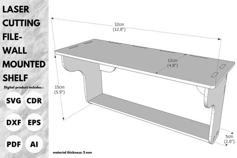 Wall Mounted Shelf | laser cut file | svg paper cut | cricut | glowforge file SVG tofigh4lang 