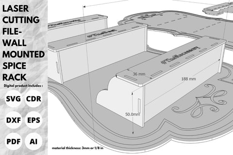 Wall Mounted Spice Rack | laser cut file | svg paper cut | cricut | glowforge file SVG tofigh4lang 
