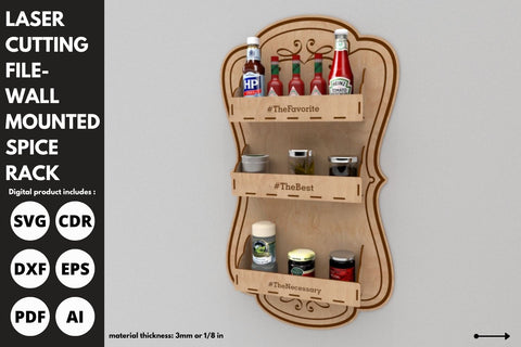 Wall Mounted Spice Rack | laser cut file | svg paper cut | cricut | glowforge file SVG tofigh4lang 