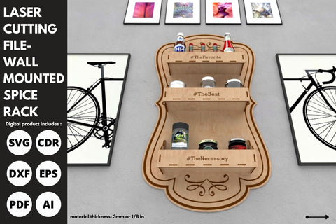Wall Mounted Spice Rack | laser cut file | svg paper cut | cricut | glowforge file SVG tofigh4lang 