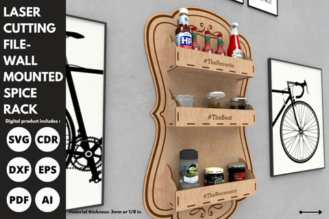 Wall Mounted Spice Rack | laser cut file | svg paper cut | cricut | glowforge file SVG tofigh4lang 
