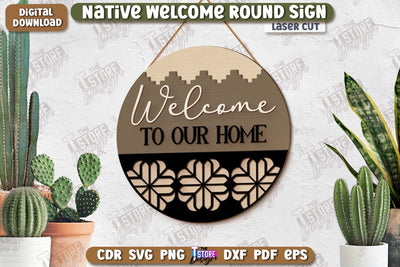 Wall Welcome Sign Laser Cut | Front Door Decor | 3D Boho Wall Decor | CNC File SVG The T Store Design 
