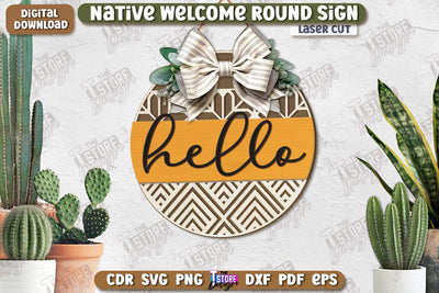 Wall Welcome Sign Laser Cut | Front Door Decor | 3D Boho Wall Decor | CNC File SVG The T Store Design 