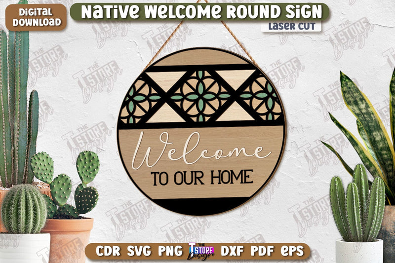Wall Welcome Sign Laser Cut | Front Door Decor | 3D Boho Wall Decor | CNC File SVG The T Store Design 