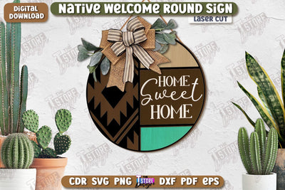 Wall Welcome Sign Laser Cut | Front Door Decor | 3D Boho Wall Decor | CNC File SVG The T Store Design 