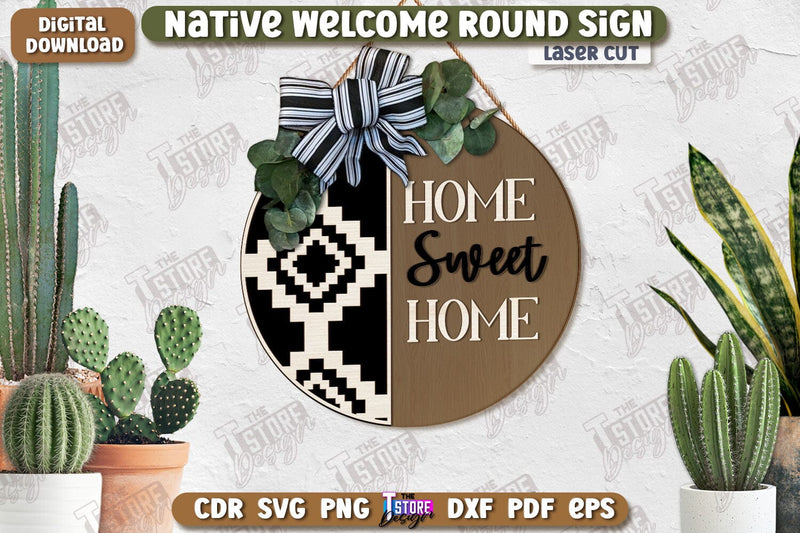 Wall Welcome Sign Laser Cut | Front Door Decor | 3D Boho Wall Decor | CNC File SVG The T Store Design 