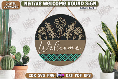 Wall Welcome Sign Laser Cut | Front Door Decor | 3D Boho Wall Decor | CNC File SVG The T Store Design 