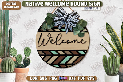 Wall Welcome Sign Laser Cut | Front Door Decor | 3D Boho Wall Decor | CNC File SVG The T Store Design 