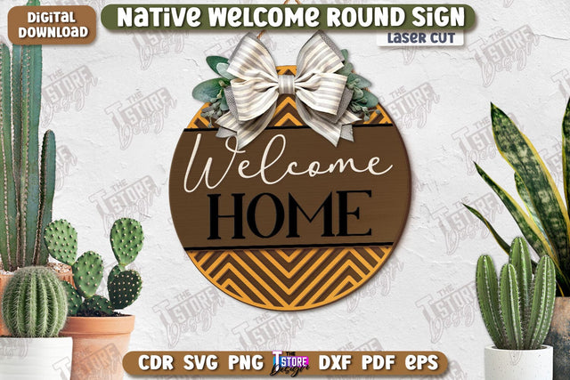 Wall Welcome Sign Laser Cut | Front Door Decor | 3D Boho Wall Decor | CNC File SVG The T Store Design 