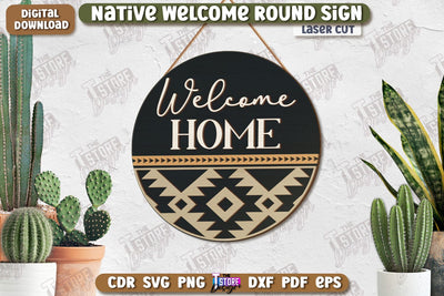 Wall Welcome Sign Laser Cut | Front Door Decor | 3D Boho Wall Decor | CNC File SVG The T Store Design 