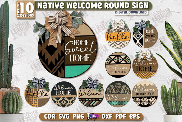 Wall Welcome Signs Laser Cut Bundle | Front Door Decor | 3D Boho Wall Decor | CNC Files SVG The T Store Design 