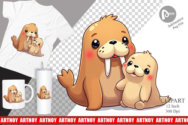 Walrus Mother's Day Clipart Sublimation artnoy 