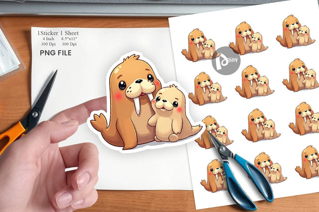 Walrus Mother's Day Sticker Sublimation artnoy 