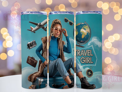 Wanderlust Adventure Girl Travel Tumbler, Female Explorer Design, Travel Lover Present, Adventure Girl Gift, Globe Trotter Design, Journey Seeker Gift, Travel Spirit Tumbler Sublimation SvggirlplusArt 