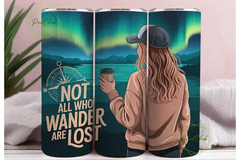 Wanderlust Aurora 20oz Tumbler Wrap Sublimation PixelChick 