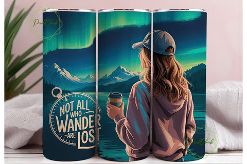 Wanderlust Aurora 20oz Tumbler Wrap Sublimation PixelChick 