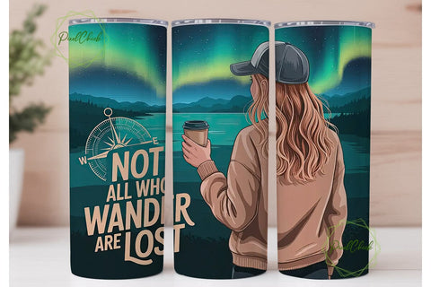 Wanderlust Aurora 20oz Tumbler Wrap Sublimation PixelChick 