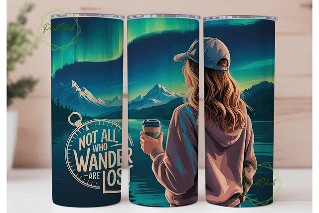Wanderlust Aurora 20oz Tumbler Wrap Sublimation PixelChick 